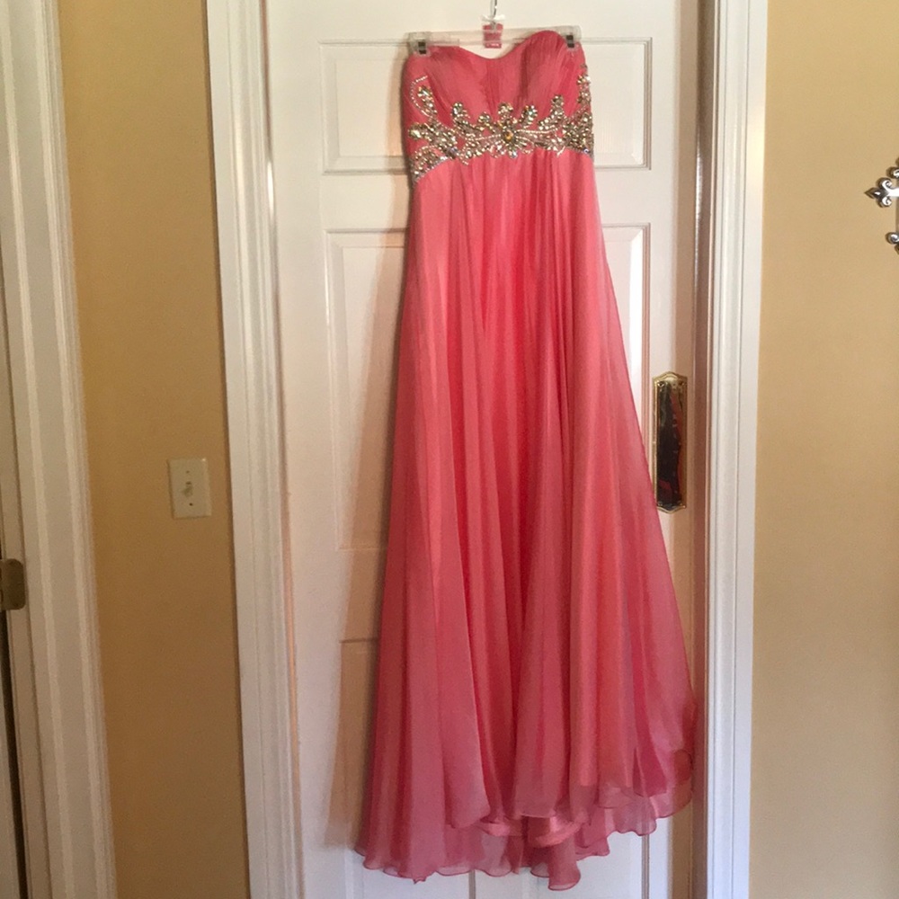 Coral Pink “Night Moves” Prom Dress Size 10